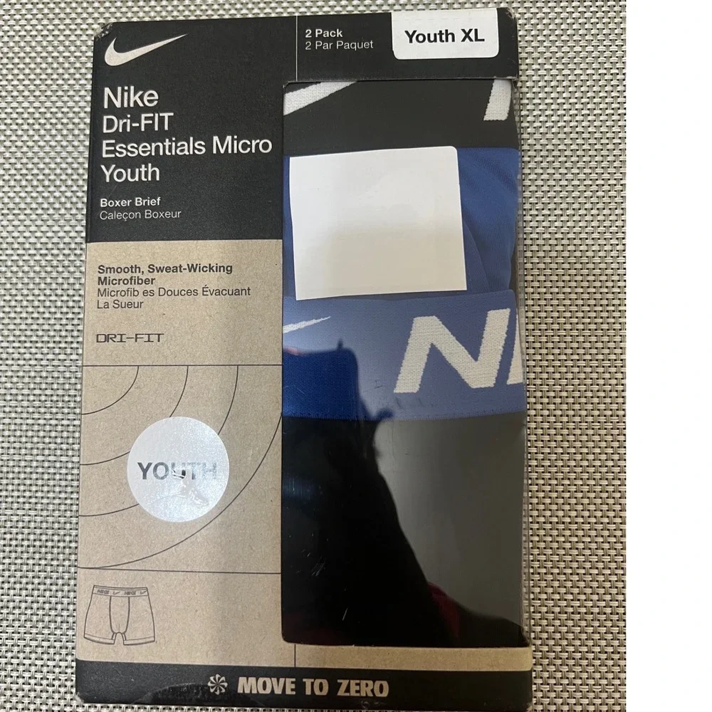 Nike Boxer Brief Youth XL Blue Black New Dri-FIT Essentials Micro 2 Pack